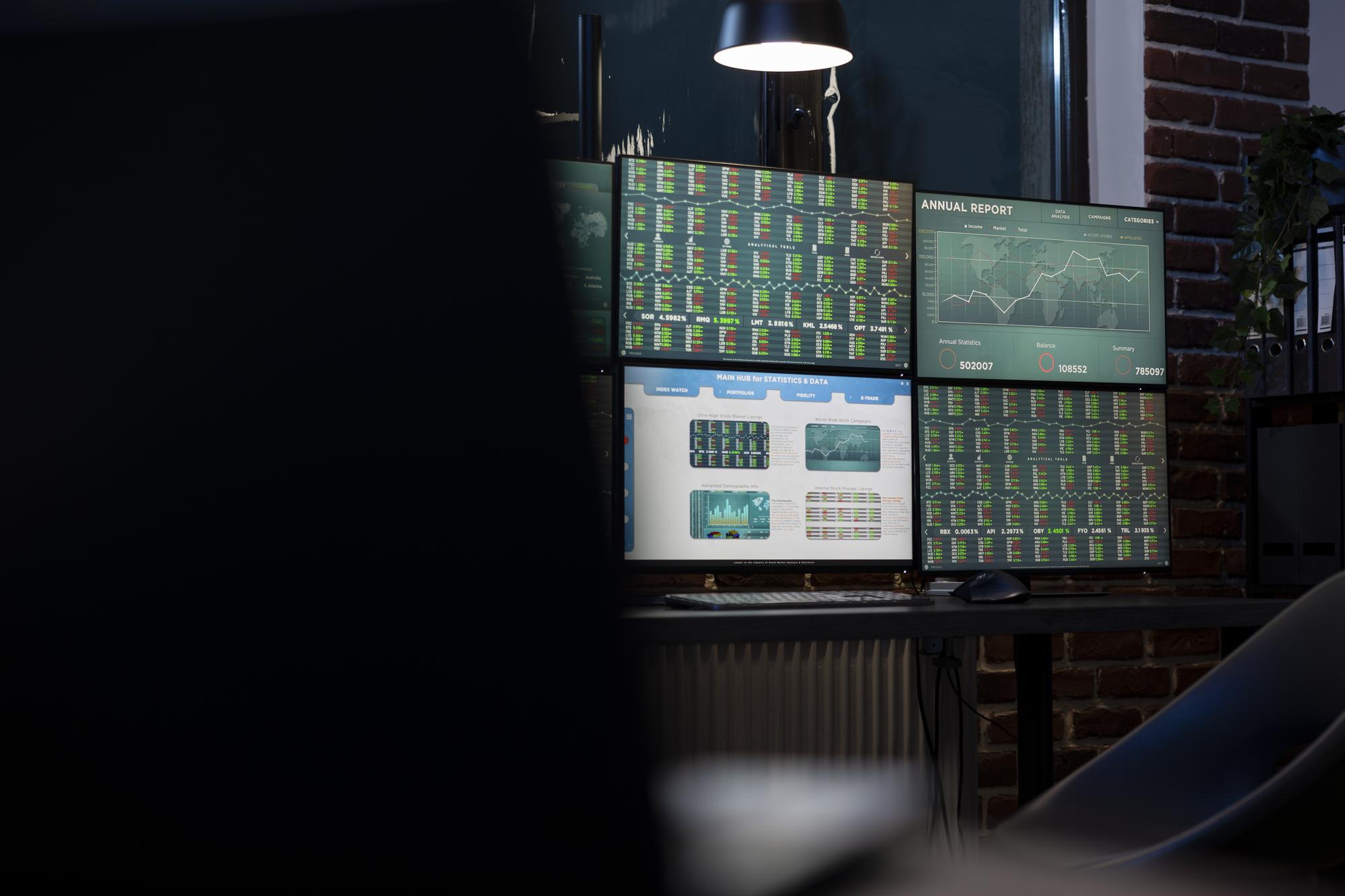 Futuristic digital technology workspace